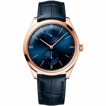 Relógio social em tom de ouro-rosa com mostrador azul, 40 mm