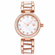 Relógio feminino de vestido em tom de ouro-rosa com mostrador branco