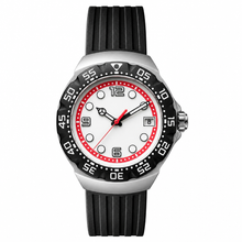 Relógio esportivo casual com mostrador branco e pulseira de borracha preta