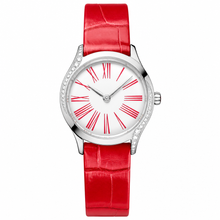 Relógio feminino de ocasião com pulseira de couro vermelha