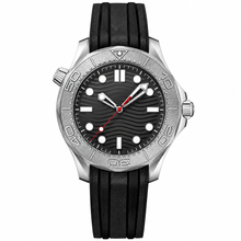 Relógio estilo mergulhador com mostrador preto, 42 mm