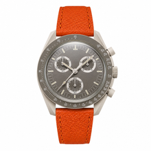 Relógio cronógrafo casual com pulseira de couro laranja