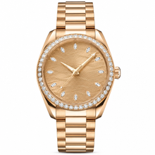 Relógio de luxo para ocasiões formais, 38 mm, em tom dourado com detalhes em diamante