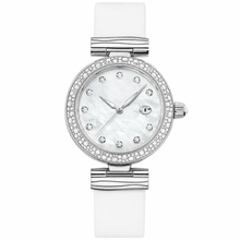 Relógio feminino de elegante com pulseira branca, 34 mm