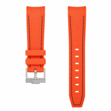 Pulseira de borracha na cor laranja lava com costura preta