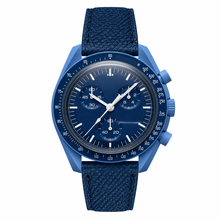 Relógio cronógrafo azul com pulseira texturizada