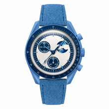 Relógio pequeno com pulseira de camurça azul-oceânico