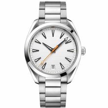 Relógio de 41 mm com mostrador branco e pulseira de aço inoxidável