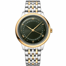 Relógio social bicolor de 42 mm com mostrador verde escuro