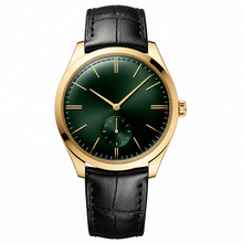 Relógio social com caixa em tom dourado e mostrador verde, 40 mm