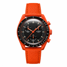 Relógio casual laranja com pulseira de couro