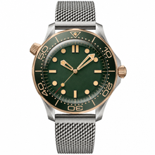 Relógio estilo mergulhador com mostrador verde, 42 mm