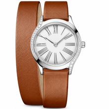 Relógio clássico de vestir com pulseira de couro marrom, 26 mm