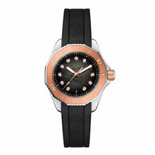 Relógio esportivo de luxo com mostrador preto e pulseira de borracha, 30 mm