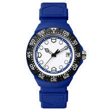 Relógio esportivo com pulseira de borracha azul