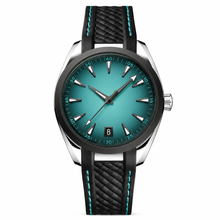 Relógio esportivo de 41 mm com mostrador azul-petróleo e pulseira preta